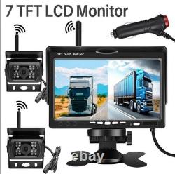 7 Rear View Monitor 2x Digital Wireless Backup Camera for Truck Trailer RV Bus