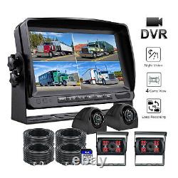 7 Split Monitor 4 Rear View Backup Camera DVR System For Semi Box Truck RV