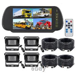 7 Split Monitor 4x CCD Rear View Backup Reverse Camera 12-24v for Truck RV Bus
