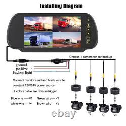 7 Split Monitor 4x CCD Rear View Backup Reverse Camera 12-24v for Truck RV Bus
