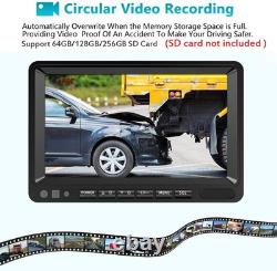 7 Split Monitor Dual Rear View Backup Camera DVR System For Semi Box Truck RV