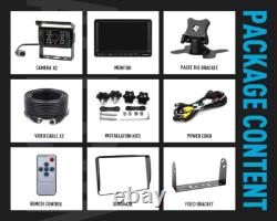 7 Split Monitor Dual Rear View Backup Camera DVR System For Semi Box Truck RV