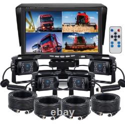 7 Split Screen Monitor 4x IR Rear View Backup Camera 4x 10m 12-24V For Truck RV