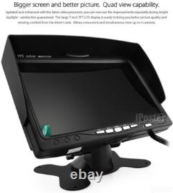 7 Split Screen Monitor 4x IR Rear View Backup Camera 4x 10m 12-24V For Truck RV