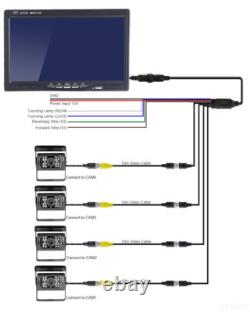 7 Split Screen Monitor 4x IR Rear View Backup Camera 4x 10m 12-24V For Truck RV