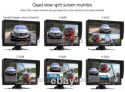 7 Split Screen Monitor 4x IR Rear View Backup Camera 4x 10m 12-24V For Truck RV