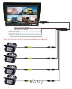 7 Split Screen Monitor 4x IR Rear View Backup Camera 4x 10m 12-24V For Truck RV