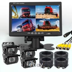 7 Split Screen Monitor 4x IR Rear View Backup Camera 4x 10m 12-24V For Truck RV