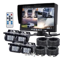 7 Split Screen Monitor 4x IR Rear View Backup Camera 4x 10m 12-24V For Truck RV
