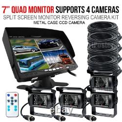 7 Split Screen Monitor 4x IR Rear View Backup Camera 4x 10m 12-24V For Truck RV
