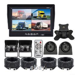 7 Split Screen Quad Monitor 4 Pin 4x IR Side Rear View Backup Camera For Truck