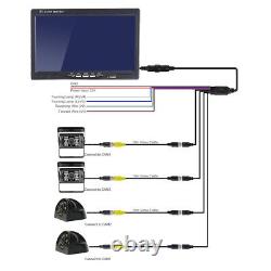 7 Split Screen Quad Monitor 4 Pin 4x IR Side Rear View Backup Camera For Truck