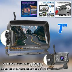 7 Wireless Color LCD Monitor Car Rear View Backup Reverse Camera Kit DC12V-24V