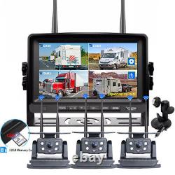 7 Wireless DVR Monitor 3x Solar Magnetic Rear View Camera For Car RV Truck Bus