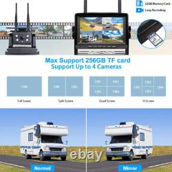 7 Wireless DVR Monitor 3x Solar Magnetic Rear View Camera For Car RV Truck Bus