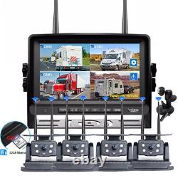 7 Wireless DVR Monitor 4x Solar Magnetic Rear View Camera For Car RV Truck Bus