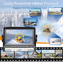 7 Wireless DVR Monitor 4x Solar Magnetic Rear View Camera For Car RV Truck Bus