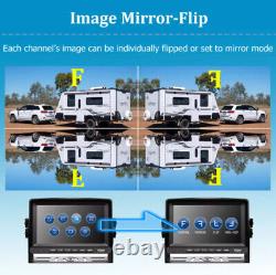 7 Wireless DVR Monitor 4x Solar Magnetic Rear View Camera For Car RV Truck Bus