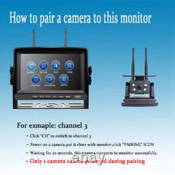 7 Wireless DVR Monitor 4x Solar Magnetic Rear View Camera For Car RV Truck Bus