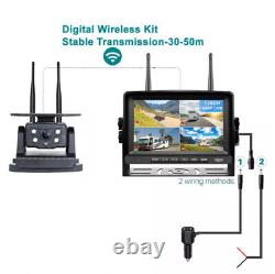 7 Wireless DVR Monitor 4x Solar Magnetic Rear View Camera For Car RV Truck Bus