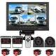 9Quad Monitor 4x 4PIN Side Rear View Backup Camera Kit For Truck Caravan SUV