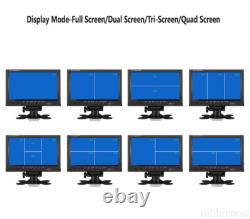 9Quad Monitor 4x 4PIN Side Rear View Backup Camera Kit For Truck Caravan SUV