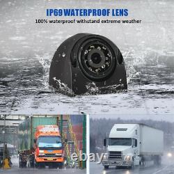 9Quad Monitor 4x 4PIN Side Rear View Backup Camera Kit For Truck Caravan SUV