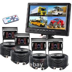 9Quad Split Monitor Backup Rear View CCD Camera For Truck Motor home Van RV Bus