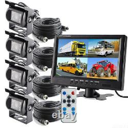 9Quad Split Monitor Backup Rear View CCD Camera For Truck Motor home Van RV Bus