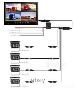 9Quad Split Monitor Backup Rear View CCD Camera For Truck Motor home Van RV Bus