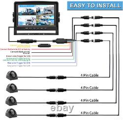 9 DVR Quad Monitor 4x 4CH Realtime Backup Dash Cam Side Recording Camera Truck