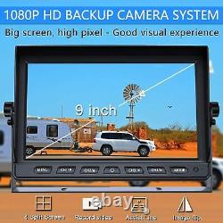 9 DVR Record Quad Split Monitor 4xAHD Side Rear View Backup Camera For Truck RV