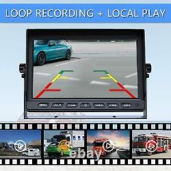 9 DVR Record Quad Split Monitor 4xAHD Side Rear View Backup Camera For Truck RV