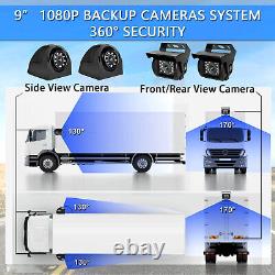 9 DVR Record Quad Split Monitor 4xAHD Side Rear View Backup Camera For Truck RV