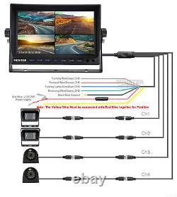 9 DVR Record Quad Split Monitor 4xAHD Side Rear View Backup Camera For Truck RV