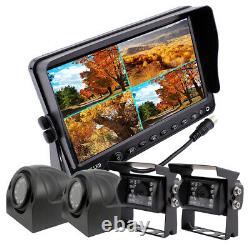 9 Digital Quad Monitor Rear View Backup Camera System for Truck Van Trailer RV