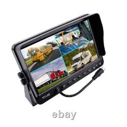 9 Digital Quad Monitor Rear View Backup Camera System for Truck Van Trailer RV
