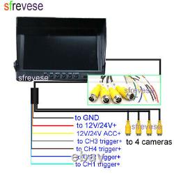 9 IPS 4CH Split SD DVR Monitor+ 4 x 4Pin AHD 1080P Car Rear View Backup Camera