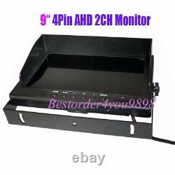 9 IPS SD DVR Split Monitor+2 x 4Pin AHD 1080P Front Car Rear View Backup Camera