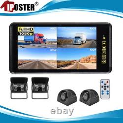 9 IPS Screen AHD Quad Monitor 4PIN 1080P Rear View Backup Reversing Camera