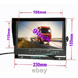 9 IPS Split Monitor+2 x 4Pin AHD 1080P Front Car Rear View Backup Camera SD DVR