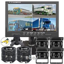 9 Inch Monitor Splitscreen 4x 4PIN Backup Rear View Camera For Truck RV Forklift