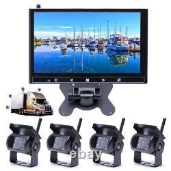 9 Monitor+4X Wireless HD Rear View Backup Cameras For RV Truck Bus Trailer kit