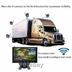 9 Monitor+4X Wireless HD Rear View Backup Cameras For RV Truck Bus Trailer kit