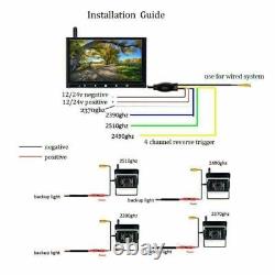 9 Monitor+4X Wireless HD Rear View Backup Cameras For RV Truck Bus Trailer kit