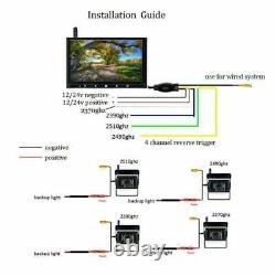 9 Monitor+4X Wireless HD Rear View Backup Cameras For RV Truck Bus Trailer kit