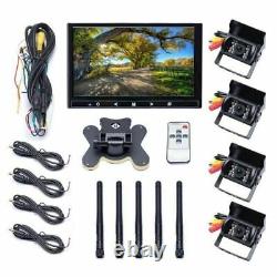 9 Monitor+4X Wireless HD Rear View Backup Cameras For RV Truck Bus Trailer kit