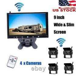 9 Monitor + 4 X Wireless Rear View Backup Camera Kit Night Vision RV Bus Truck