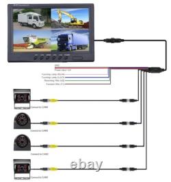9 Monitor 4x Side Rear View Backup Cameras 2x 10+2x 20m Video Cables Truck Rvs
