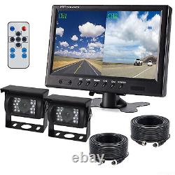 9 QUAD MONITOR SPLIT SCREEN 2x REAR VIEW BACKUP CCD CAMERA Kit FOR BUS TRUCK RV